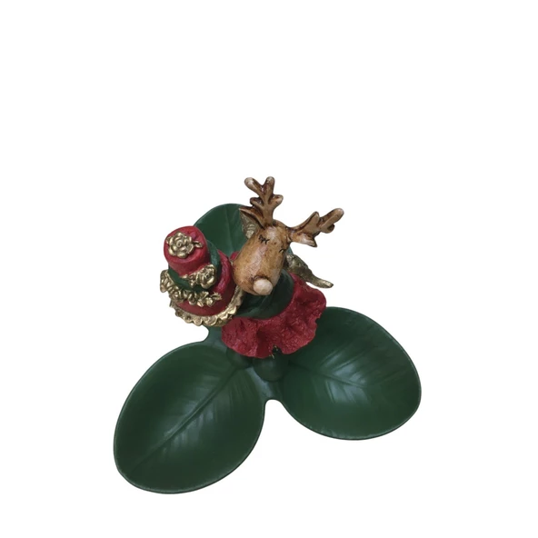 Pastalı Kırmızı Yeşil Geyik Tabaklı Sunum,Çerezlik - Kahvaltı - Kahve - Meyve Sunum Tabağı - 6