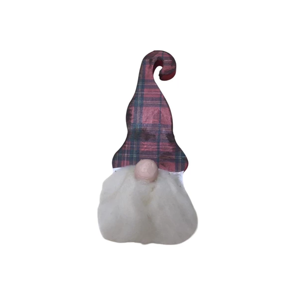 Gnome, Burnuk, Sakallı Kafadar Ekoseli Ahşap Dekor - 8