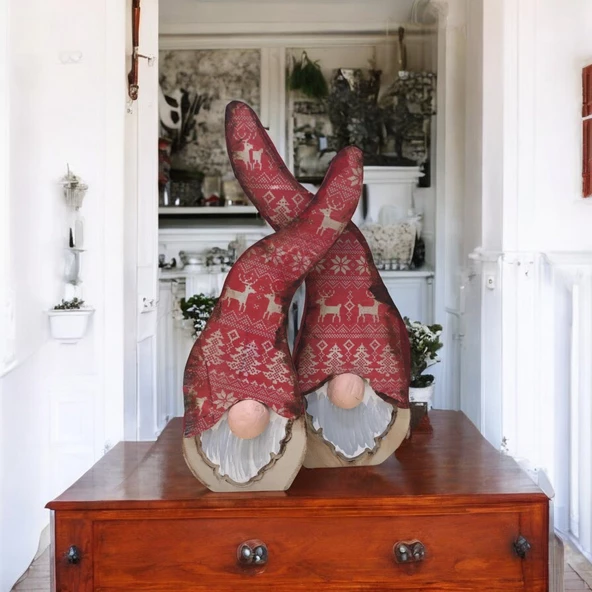 Gnome, Burnuk, Sakallı Kafadar Kar Taneleri Ahşap Dekor