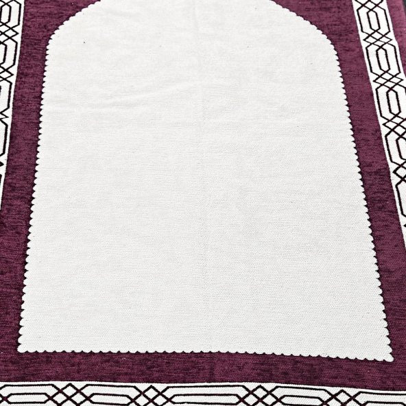 Hediyelik Çift Taraf Seccade Mor Krem 70x130 cm - 450 gr - 6