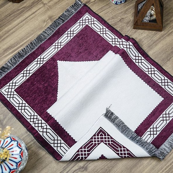 Hediyelik Çift Taraf Seccade Mor Krem 70x130 cm - 450 gr - 2