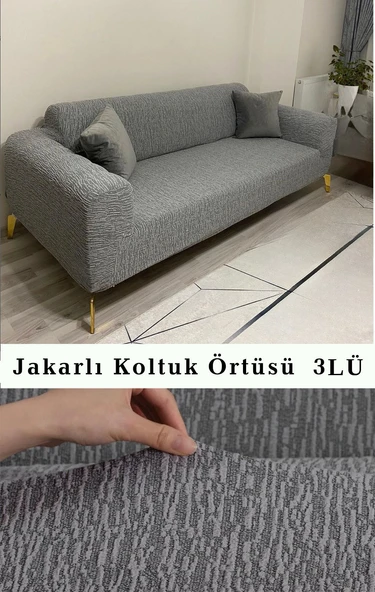 upmall Jakarlı Koltuk Örtüsü , Kanepe Örtüsü ,chester Örtüsü Koltuk Kılıfı 3 Kişilik Bir Adet - 2