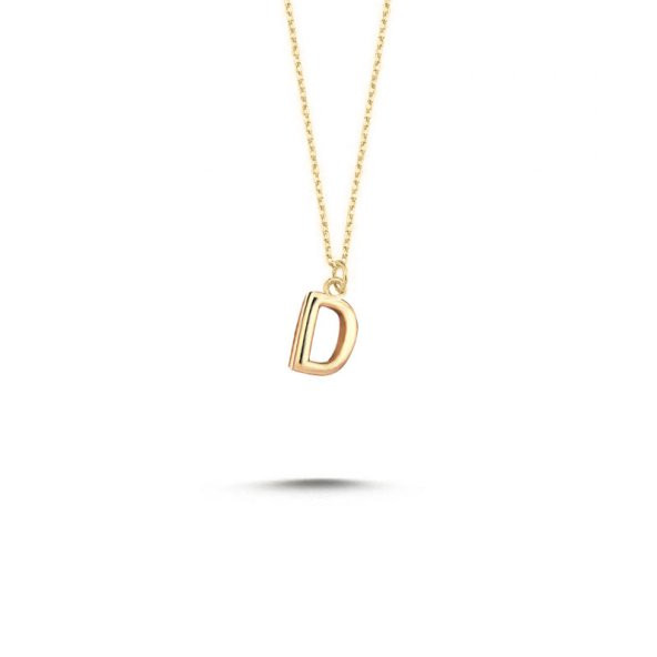 14 Ayar Altın D Harfli Kolye - Resim 2