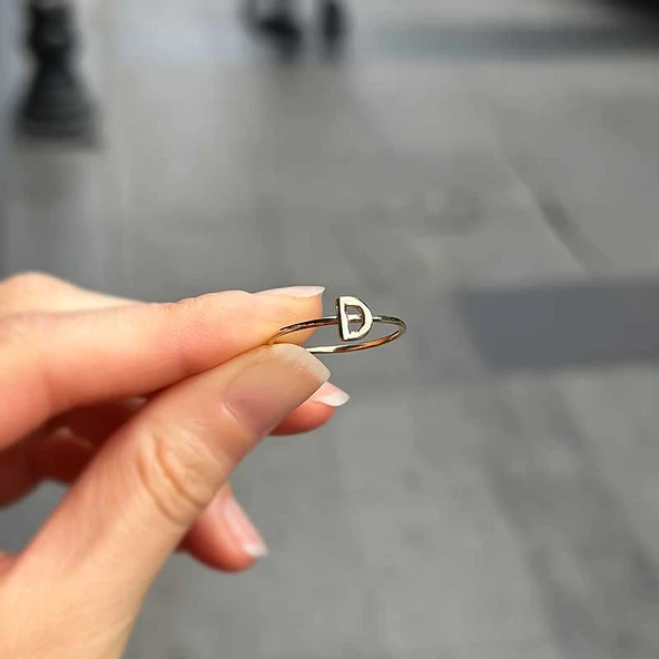 14 Ayar Altın D Harfli Yüzük - Resim 4