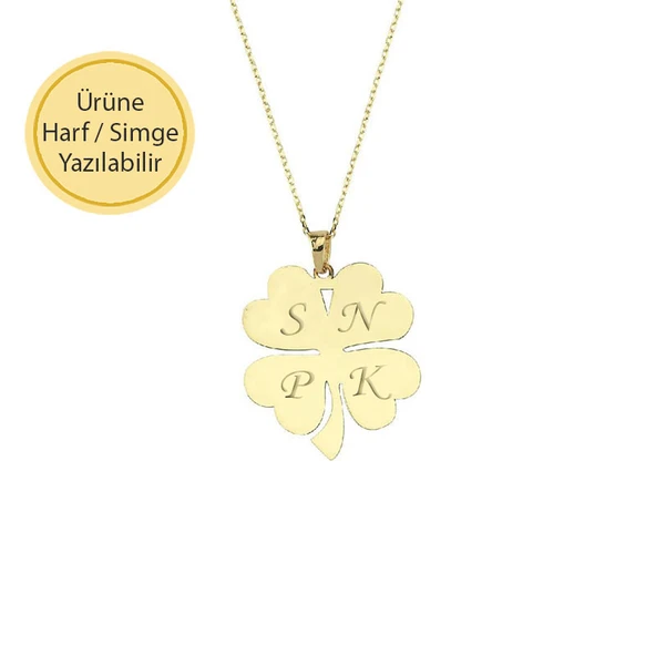 14 Ayar Altın Yonca Kolye - Resim 4