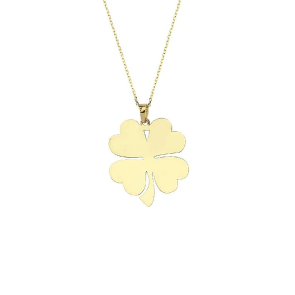 14 Ayar Altın Yonca Kolye - Resim 5