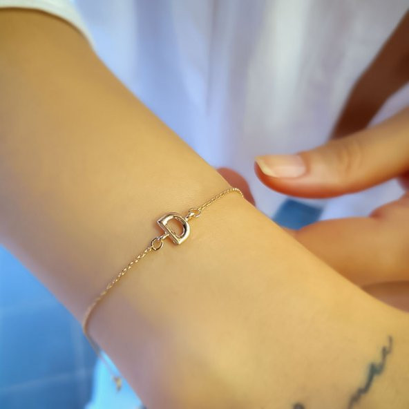 14 Ayar Altın R Harfli Bileklik - Resim 4