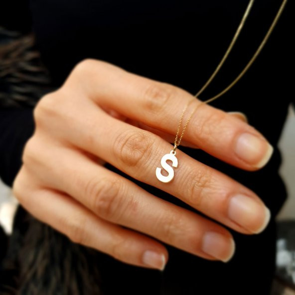 14 Ayar Altın S Harfli Kolye - Resim 5