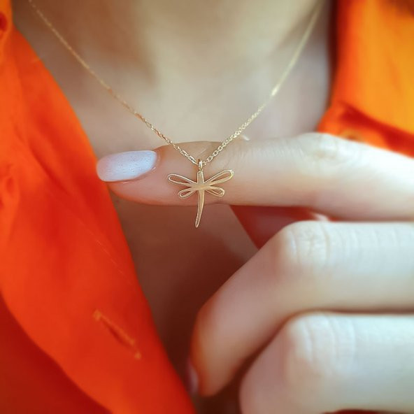 14 Ayar Altın Yusufçuk Kolye - Resim 2