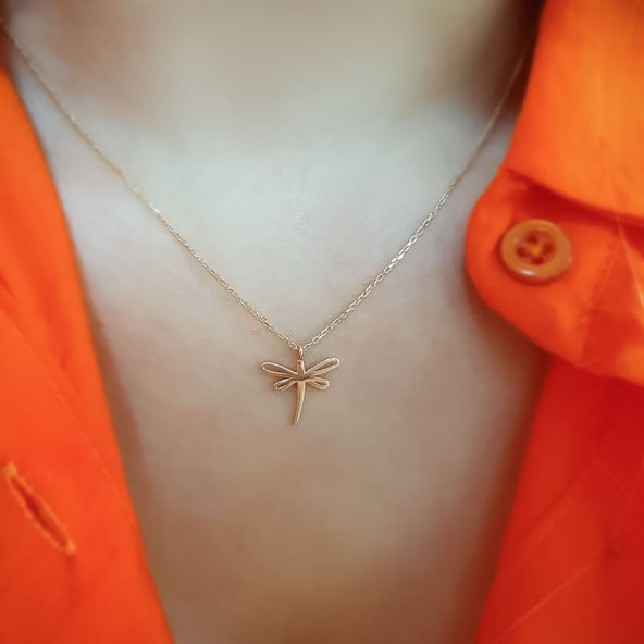 14 Ayar Altın Yusufçuk Kolye - Resim 3