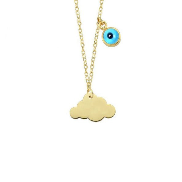 14 Ayar Altın Nazarlıklı Bulut Figürlü Kolye - Resim 2