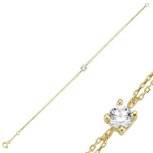 14 Ayar Sarı Altın Tektaş Bileklik ürün görseli