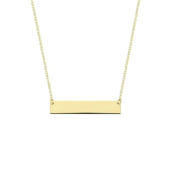 14K Altın Dikdörtgen Plaka Kolye - Resim 7