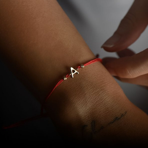 İp örgü 14 Ayar Altın E Harfli Bileklik - Resim 3