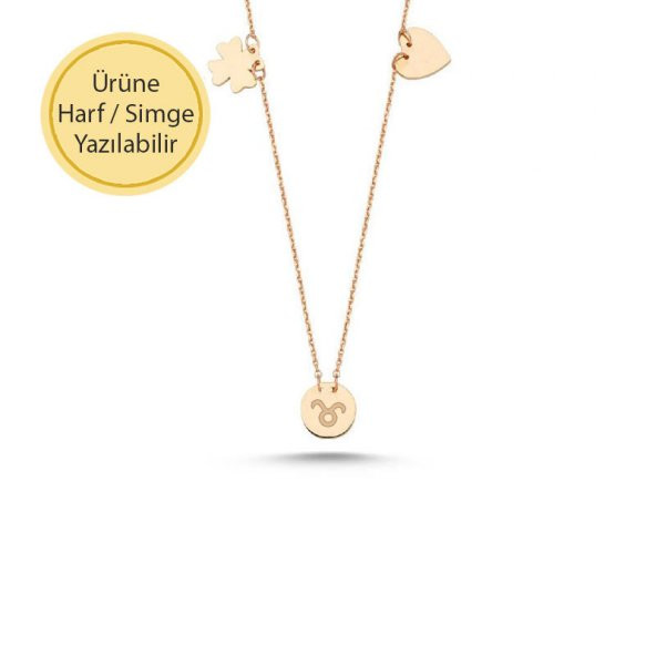 14 Ayar Altıın Kalp Yonca Kolye ürün görseli