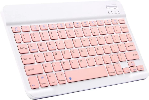 Doogee U10 10.1" Uyumlu Kablosuz Bluetooth Şarj Edilebilir Klavye - Pembe