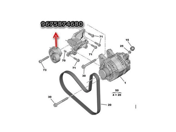 Opel Mokka Alternatör Gergisi Komple (2021-2023) 1.2 1611426280 - 2