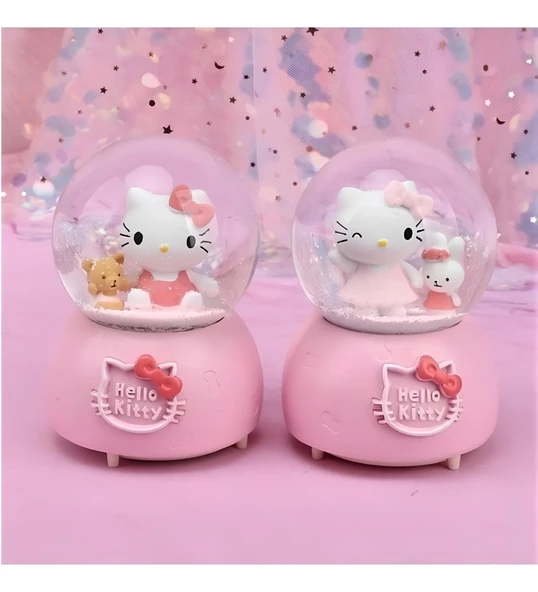 Hello Kitty Işıklı Müzikli Kar Küresi Orta Boy Alk3047