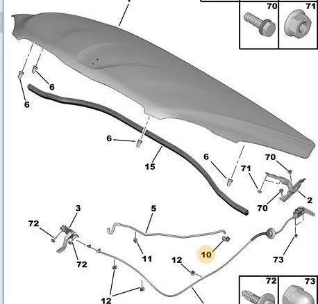 Citroen C-Elysee Kaput Dayama Çubuğu (2012-2016) 1.2 VTI, 1.6 HDI, 1.6 VTI 792843 - 2