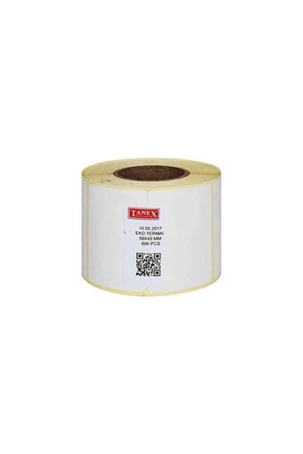 Tanex Termal Barkod Etiketi Termal Eco 58x40 Mm 40 Mm Çap 600 Lü (16 Lı Paket)