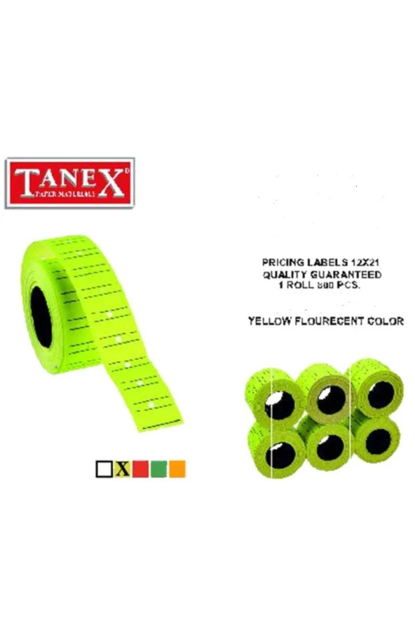 Tanex Fiyat Etiketi Çizgili 12x21 Fosforlu Sarı