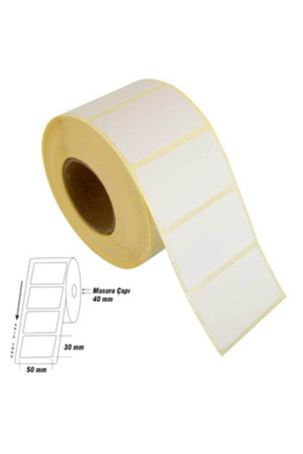 Tanex Barkod Etiketi Termal Eco 50x30 MM 40 MM Çap 1000 Lİ 1 Lİ (10 Lu Paket)