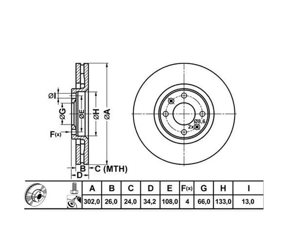Peugeot 207 Ön Fren Disk (2006-2010) 1.6 9687602180 ürün görseli