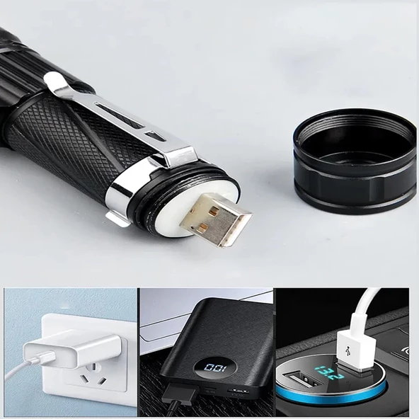 P50 Led Şarjlı Mıknatıslı Usb El Feneri  Wt-622 - 7