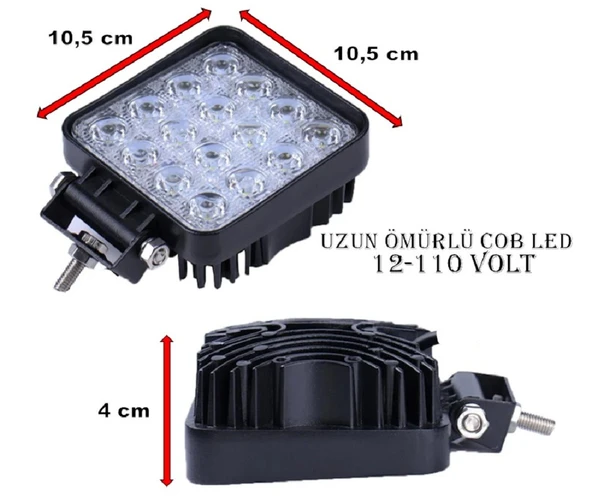 2 Adet 16 Ledli Çalışma Lambası Kalınlık 40mm 8-110 Volt Ip67 - Resim 5
