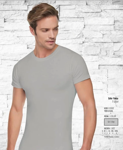 TUTKU 0105 ERKEK SIFIR YAKA KISA KOLLU ATLET 12 ADET  XL GRi