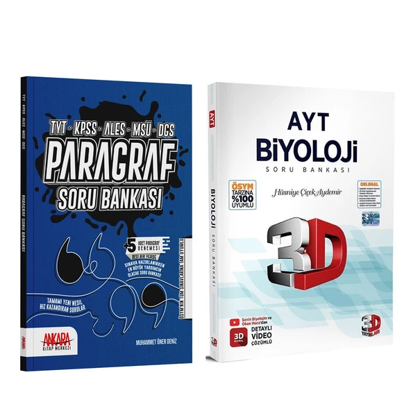 3D AYT Biyoloji ve AKM Paragraf Soru Bankası Seti 2 Kitap