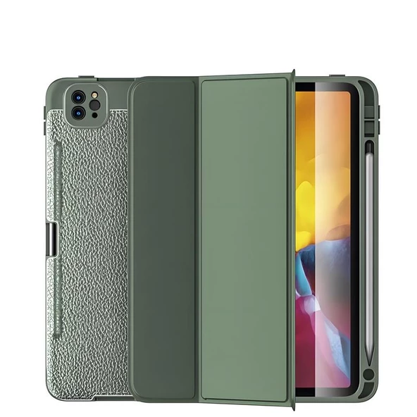 iPad Pro 12.9 2021 (5.Nesil) Kılıf Deri Görünümlü Şık Tasarım Tablet Kılıfı - 4