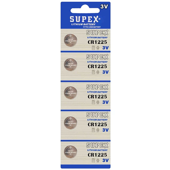 SUPEX CR1225 3 VOLT LİTYUM PİL 5Lİ PAKET FİYAT (4767)