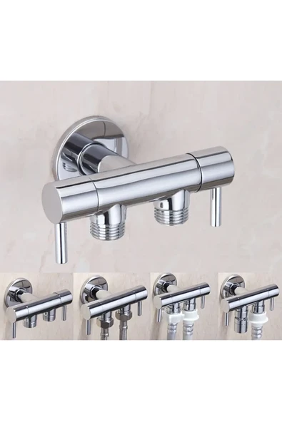 Nirvana Krom Çift çıkışlı Taharet musluğu ara musluk Aç Kapa - Resim 2