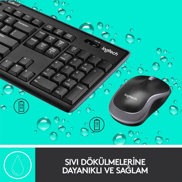LOGITECH MK270 KABLOSUZ USB ALICILI TÜRKÇE Q KLAVYE & MOUSE SETİ-SİYAH 920-004525 - 5