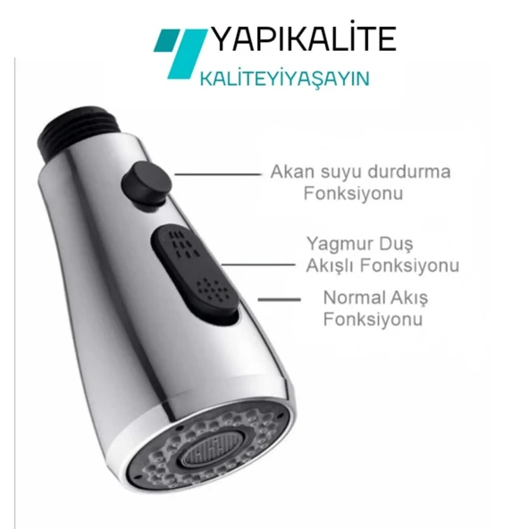 Karizma Lüx Endüstriyel Spiralli Mutfak Evye Bataryası El Duşu 3fonksiyonlu - Resim 3