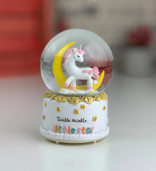 Unicorn Kar Küresi Orta Boy Sarı Ay