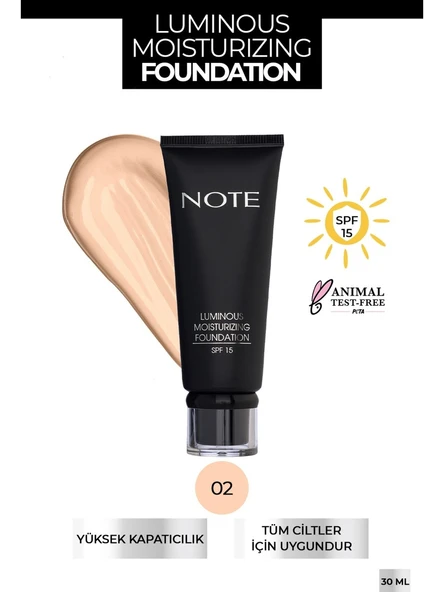 Note Luminous Moisturizing Fondöten 02 Natural Beige