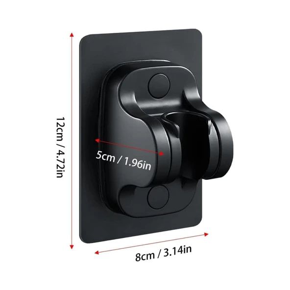 Siyah Kendinden Yapışkanlı 15 Kg Taşıyabilen Nano Duş Başlığı Askısı Mafsal Kolay Temiz Kurulum - Resim 3