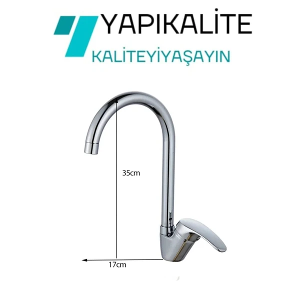 Ay Kollu Delta Borulu Mix Kuğu Aç Kapa Krom Mutfak Evye Bataryası - Resim 3