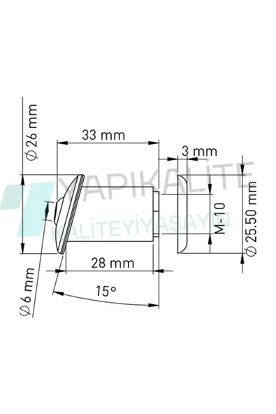 Paslanmaz Küresel Uçlu Egimli Geniş Başlıklı Önden Vidalı Klozet Taharet Çubuğu Ucu Perletörü - Resim 4