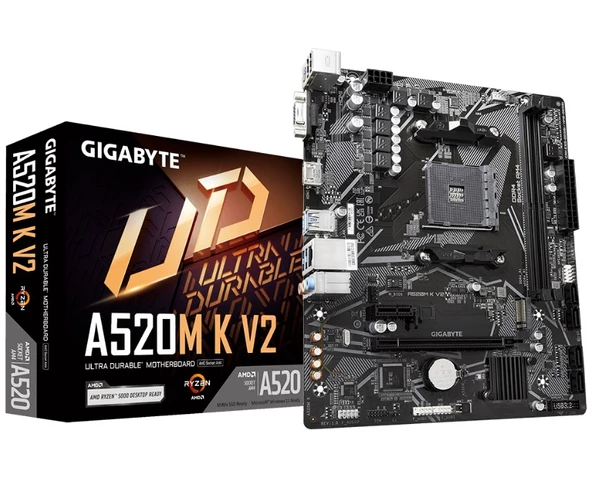 Gigabyte A520M-K-V2 Ddr4 5100Mhz Pci-E Gen3 M.2 Usb 3.2 Vga Hdmi Matx Am4 Anakart