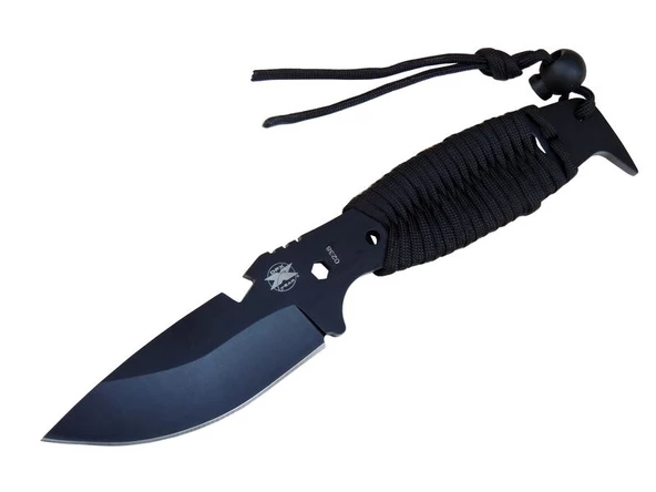 DPX Gear Assault 0238BK Kamp Bıçağı 22,5 cm - Siyah, Metal &amp; İpli Sap