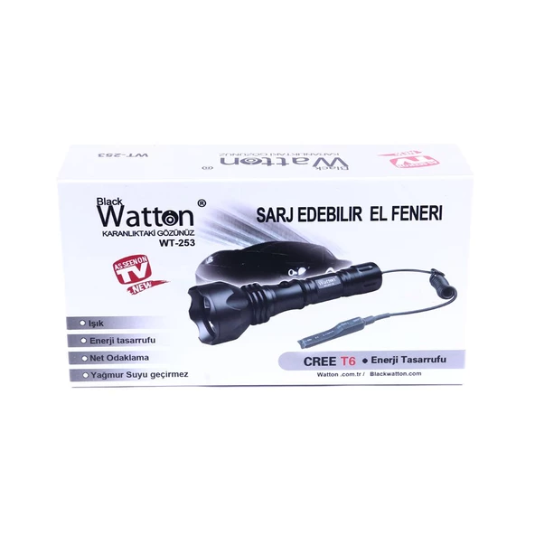 Orjinal 600 Lümen Tx6 Şarjlı Özel Avcı Feneri Wt-253 - 4