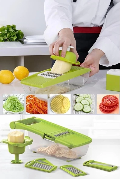 5 Başlıklı Hazneli Kaymaz Rende Jülyen Kesici Patates  Havuç Rendesi ürün görseli