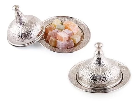 Osmanlı Motifli Lokumluk Büyük - Gümüş - 5
