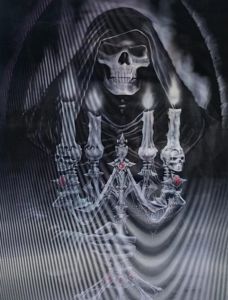 5D Elmas Boyama 3 Farklı Resim Değişenli Halloween İskelet Tablosu 30x40 cm - 2