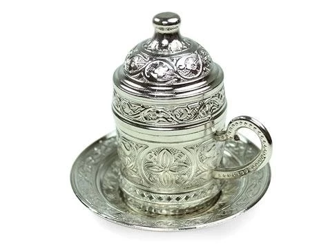 Osmanlı Motifli Kahve Fincanı - Gümüş - 2
