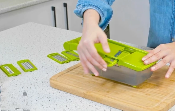 5 Başlıklı Hazneli Kaymaz Rende Jülyen Kesici Patates  Havuç Rendesi - Resim 5