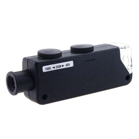 Mini 60X 100X Zoom Lens Odak Takı Led Cep Mikroskop Büyüteç - 3